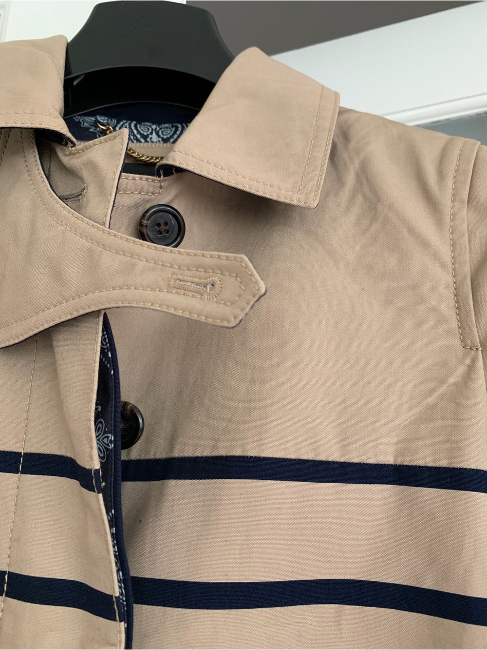 JCrew Striped Cotton Trench, 0, Tan - Picture 16 of 16